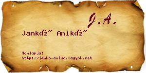 Jankó Anikó névjegykártya